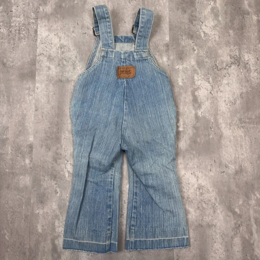 Vintage Levis Overalls‎ Kids 2T Blue Orange Tab Flare Bell Bottom Retro USA 70s